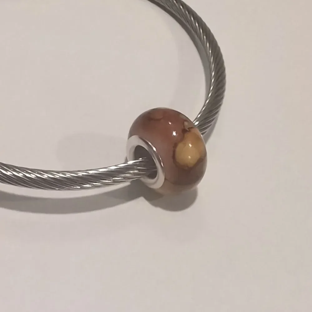 Silver Brown Watercolor‎ Charm for Pandora Style Bracelet
